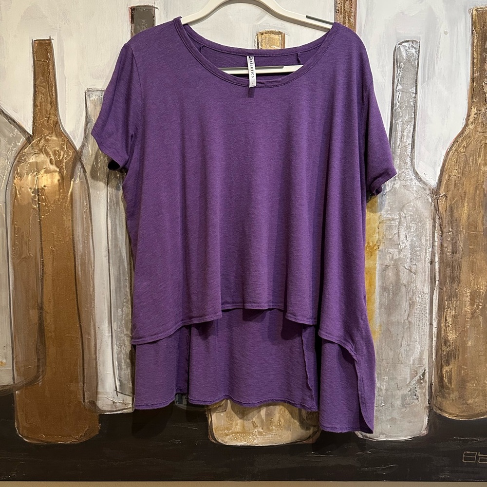 Fabletics Violet Asymmetrical Short Sleeve Tee